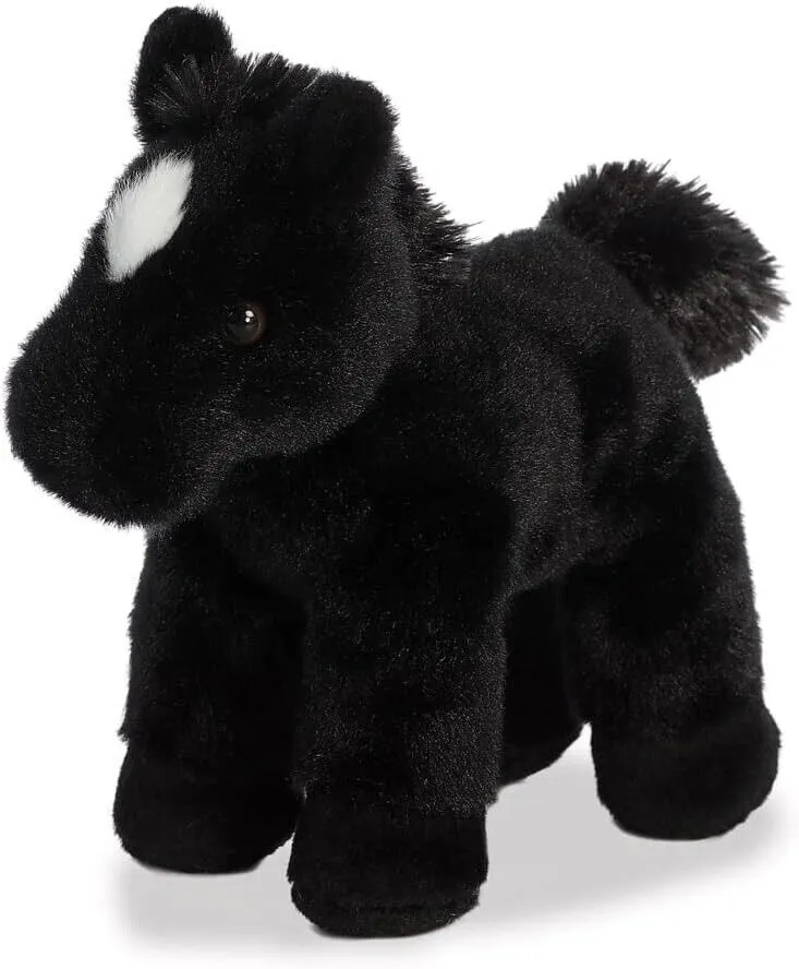 🐎 AURORA, 13297, Mini Flopsie Horse, 8In, Soft Toy, Black