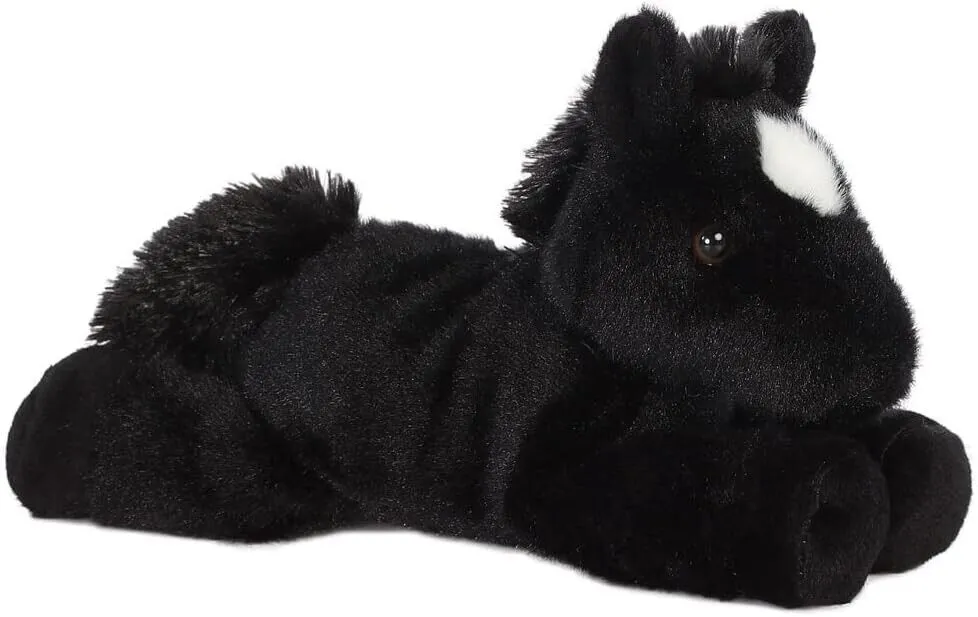 🐎 AURORA, 13297, Mini Flopsie Horse, 8In, Soft Toy, Black