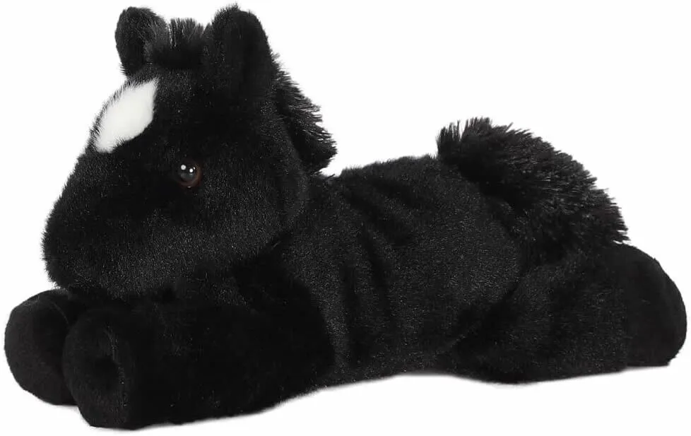 🐎 AURORA, 13297, Mini Flopsie Horse, 8In, Soft Toy, Black