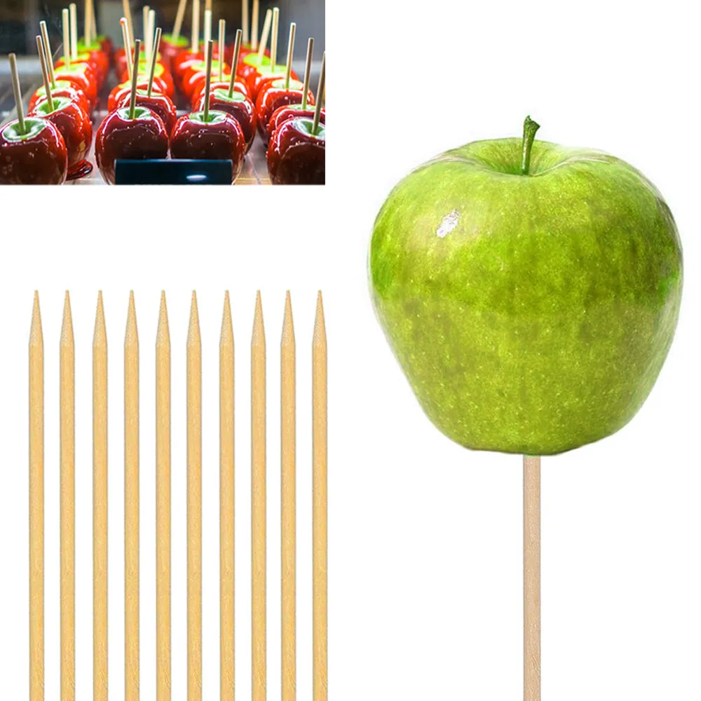 210PC Sturdy Bamboo Sticks 6" Wooden Candy Apple Skewer Corn Dog Culinary Crafts