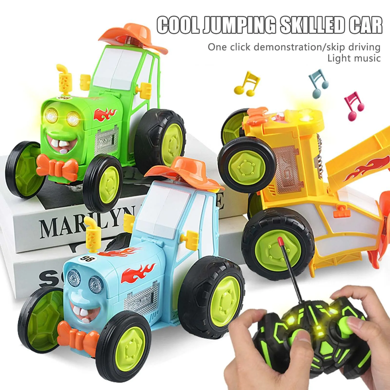 360° Rotating Crazy Jumping Stunt Car | Blue | Light & Music | Remote Control RC Car | AU Plug