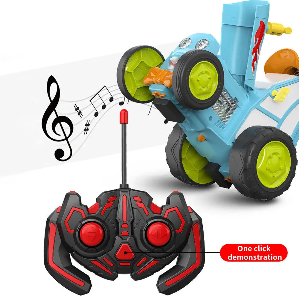 360° Rotating Crazy Jumping Stunt Car | Blue | Light & Music | Remote Control RC Car | AU Plug