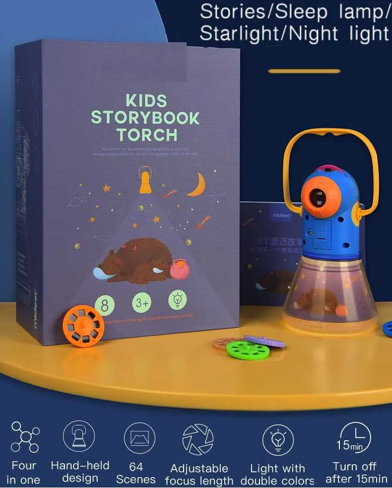 4 in 1 Kids Storybook Torch Projector Educational Toys Starlight Lamp