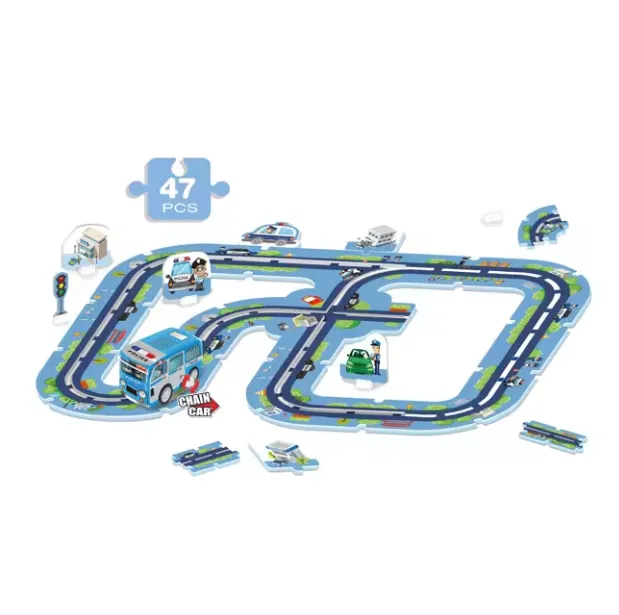 47Pcs DIY Police Themed Puzzle Car Track Set
