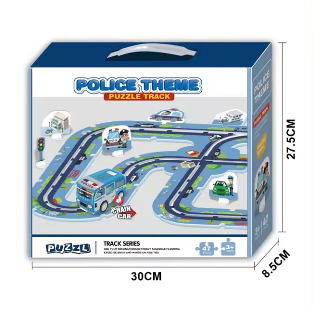 47Pcs DIY Police Themed Puzzle Car Track Set
