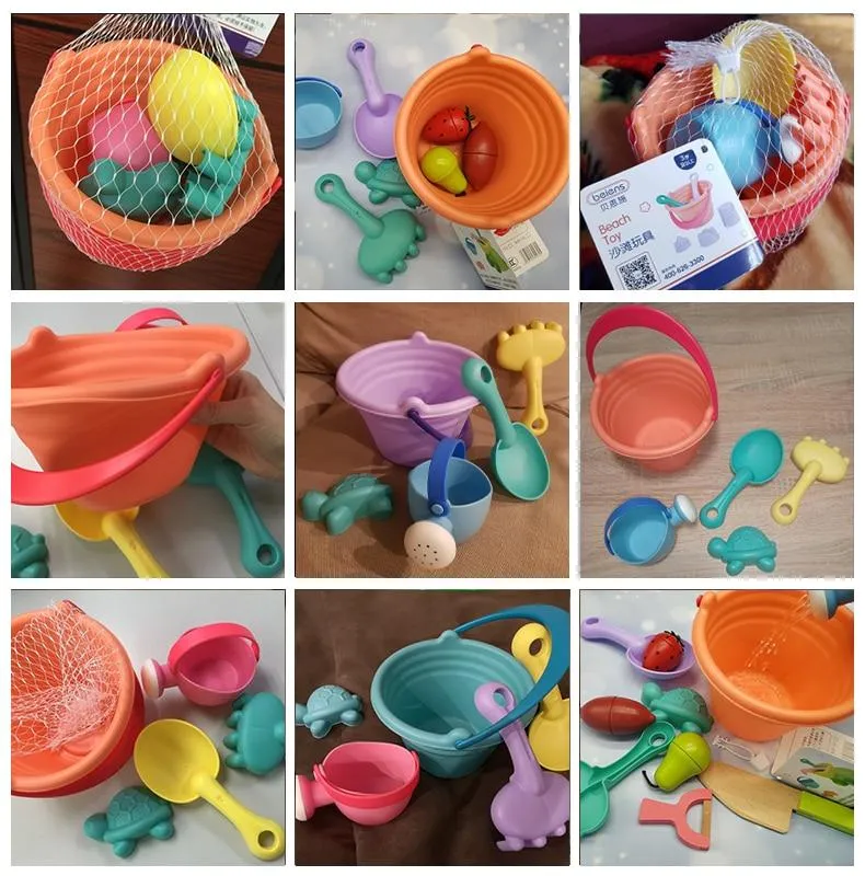 5-14PCS Beach Toys for Kids Sand Toys Set with Bucket Animal Mold