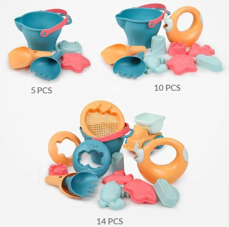 5-14PCS Beach Toys for Kids Sand Toys Set with Bucket Animal Mold