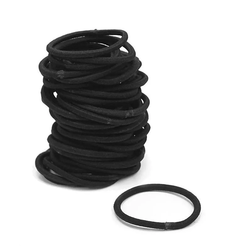 50pcs Women Elastic Hair Ties Band Ropes Rings Ponytail Holder Accessories Black