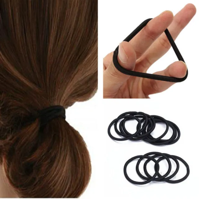 50pcs Women Elastic Hair Ties Band Ropes Rings Ponytail Holder Accessories Black