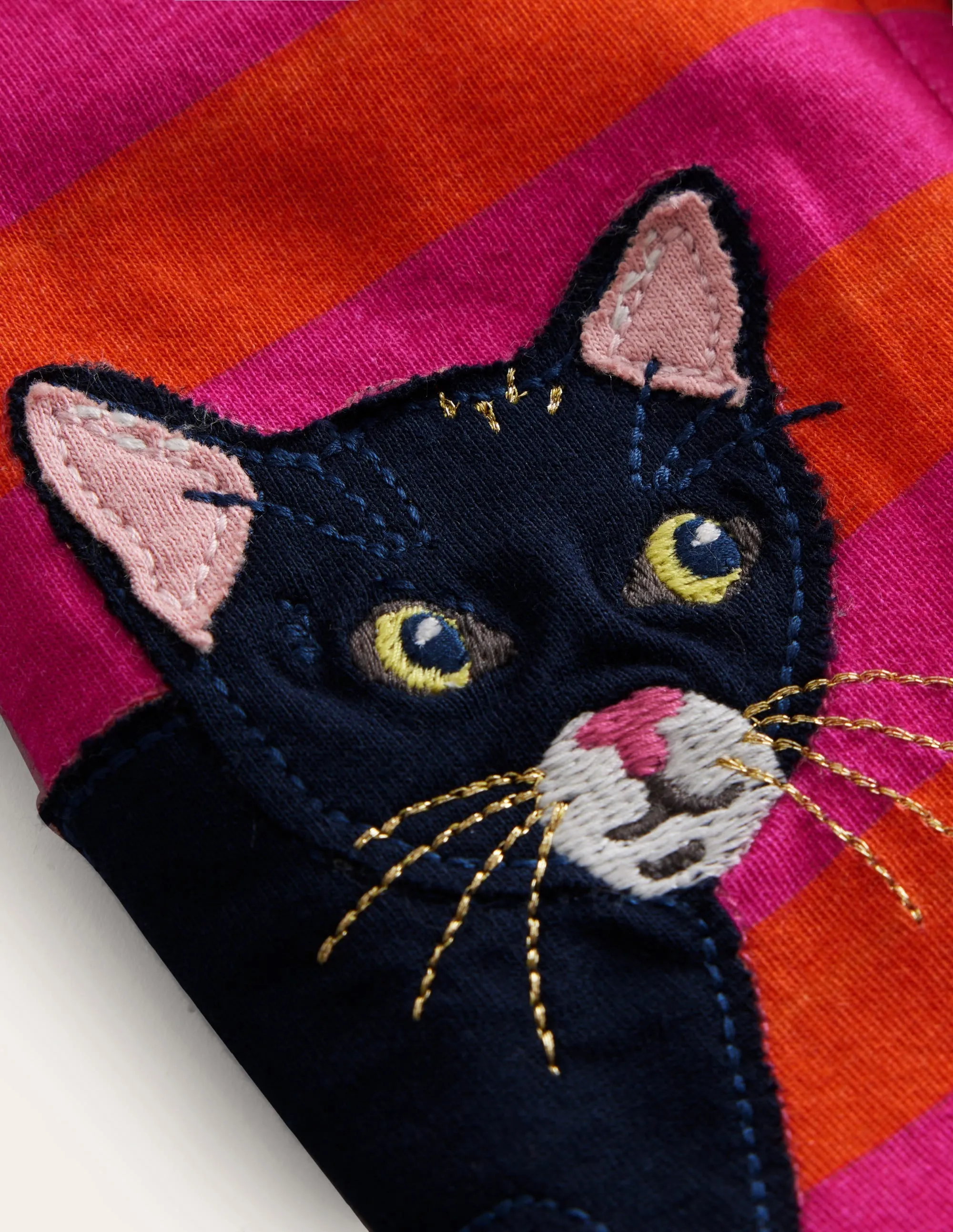 Appliqué Leggings-Pink/ Orange Cats