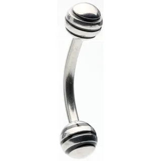 Black Striped Ball Eyebrow Ring