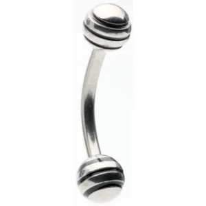 Black Striped Ball Eyebrow Ring