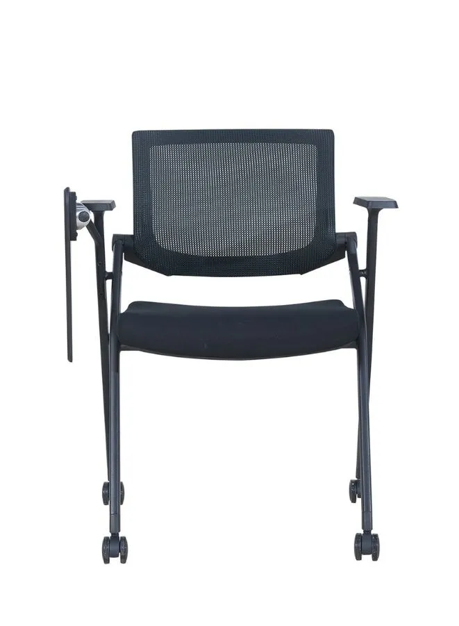 Black Training Chair With Writing Pad with Wheels for School, College and Training Centers