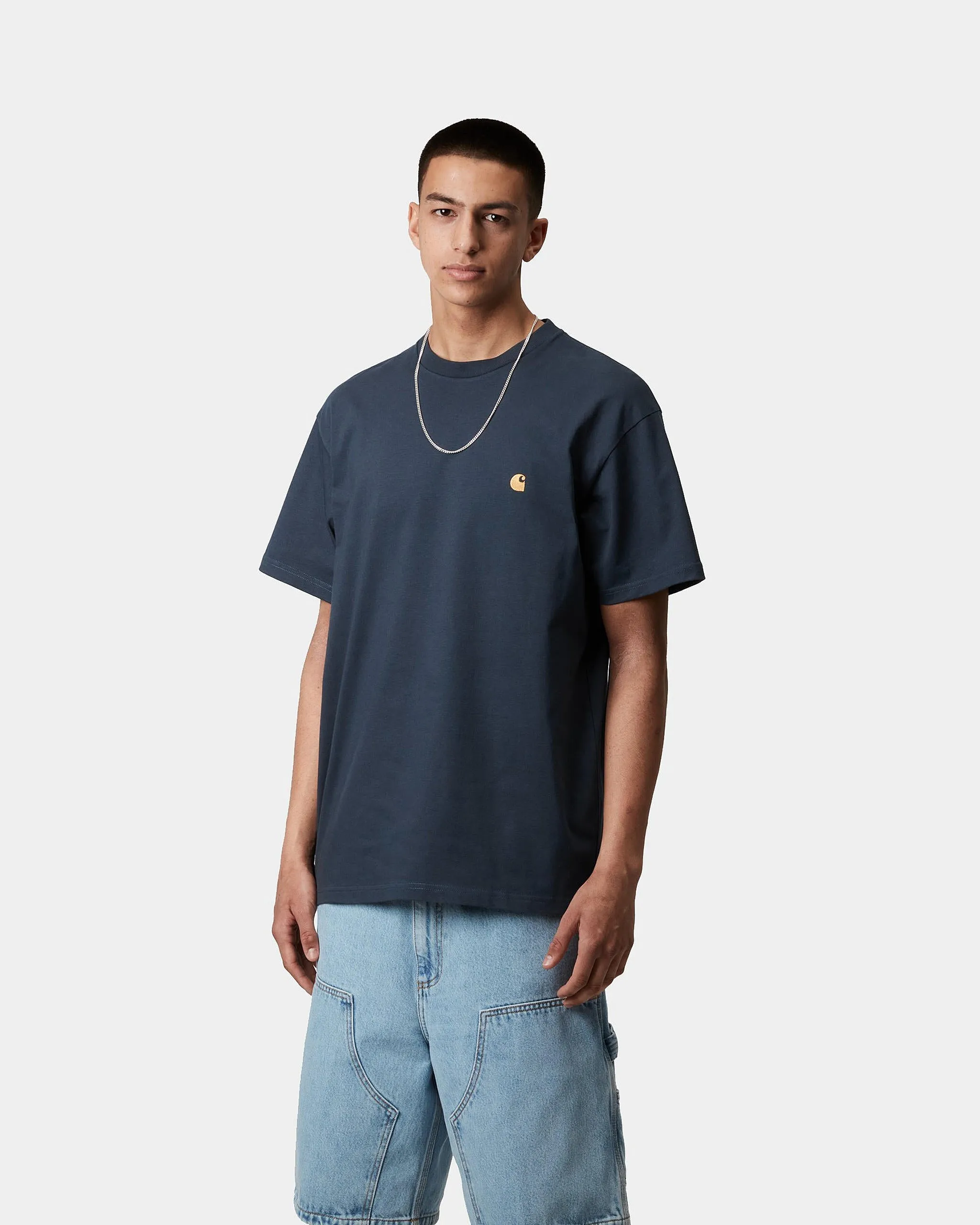 Carhartt WIP S/S Chase Tee - Dusky Blue / Gold