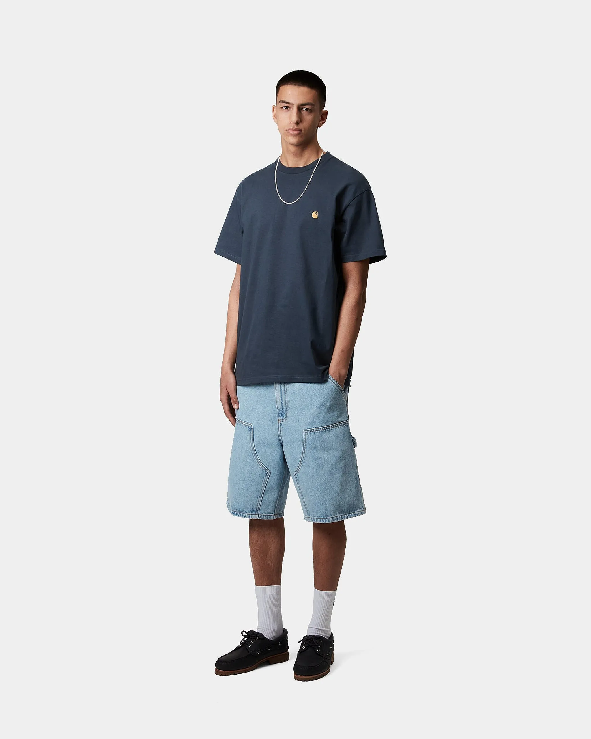 Carhartt WIP S/S Chase Tee - Dusky Blue / Gold