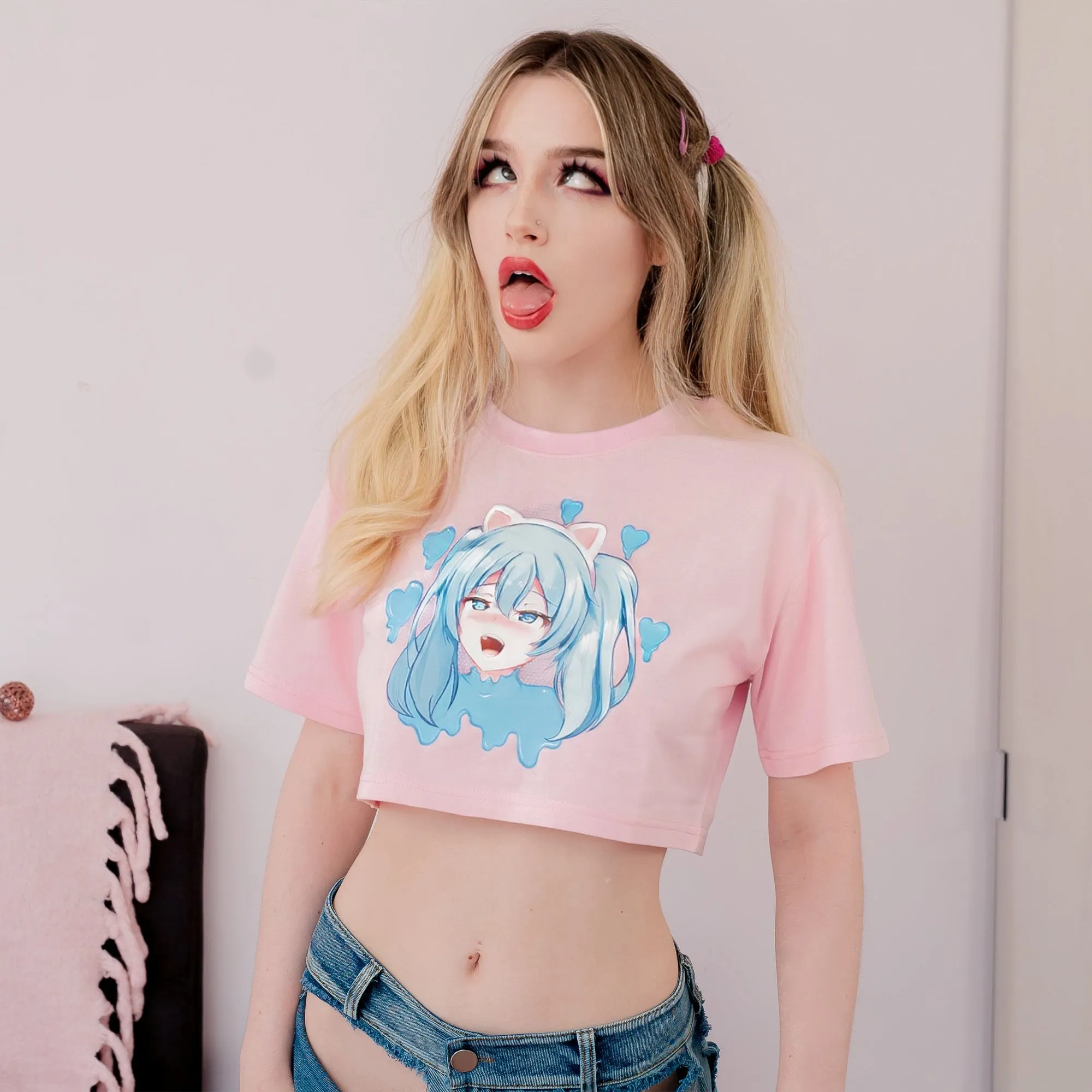 Cat Girl Pink Crop Top