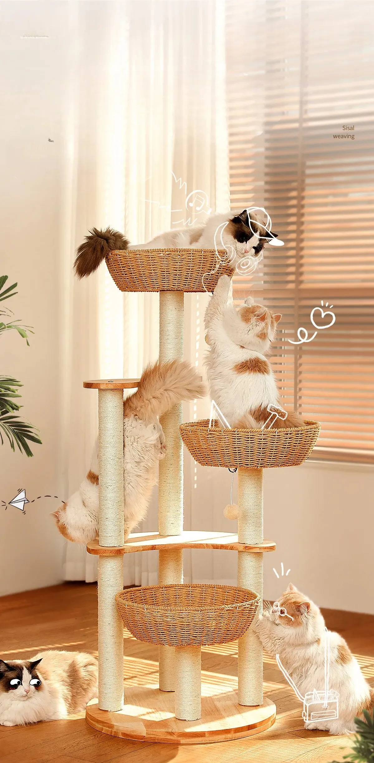 Cat Tree Hand-Knit Tower | Cat Toy