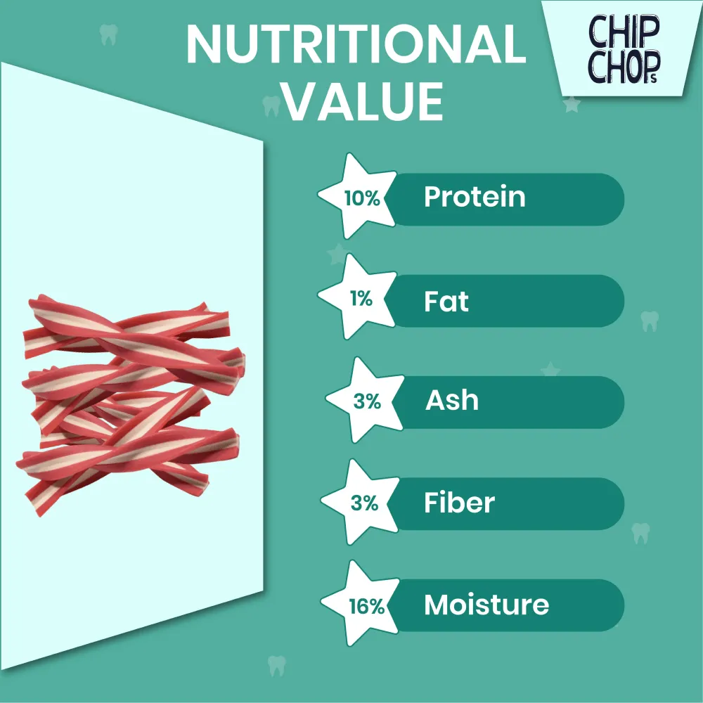 Chip Chops Dental Twist Chicken and Cranberry Flavored Dog Treats