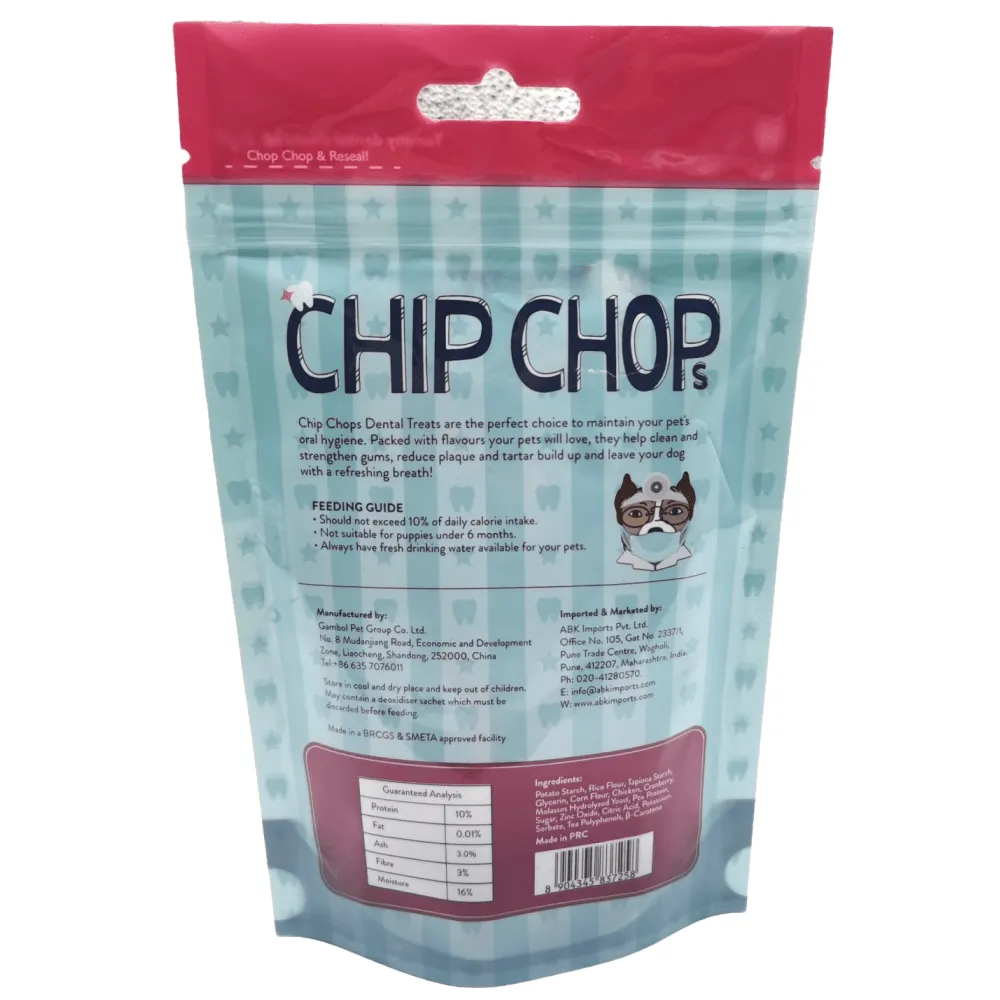 Chip Chops Dental Twist Chicken and Cranberry Flavored Dog Treats