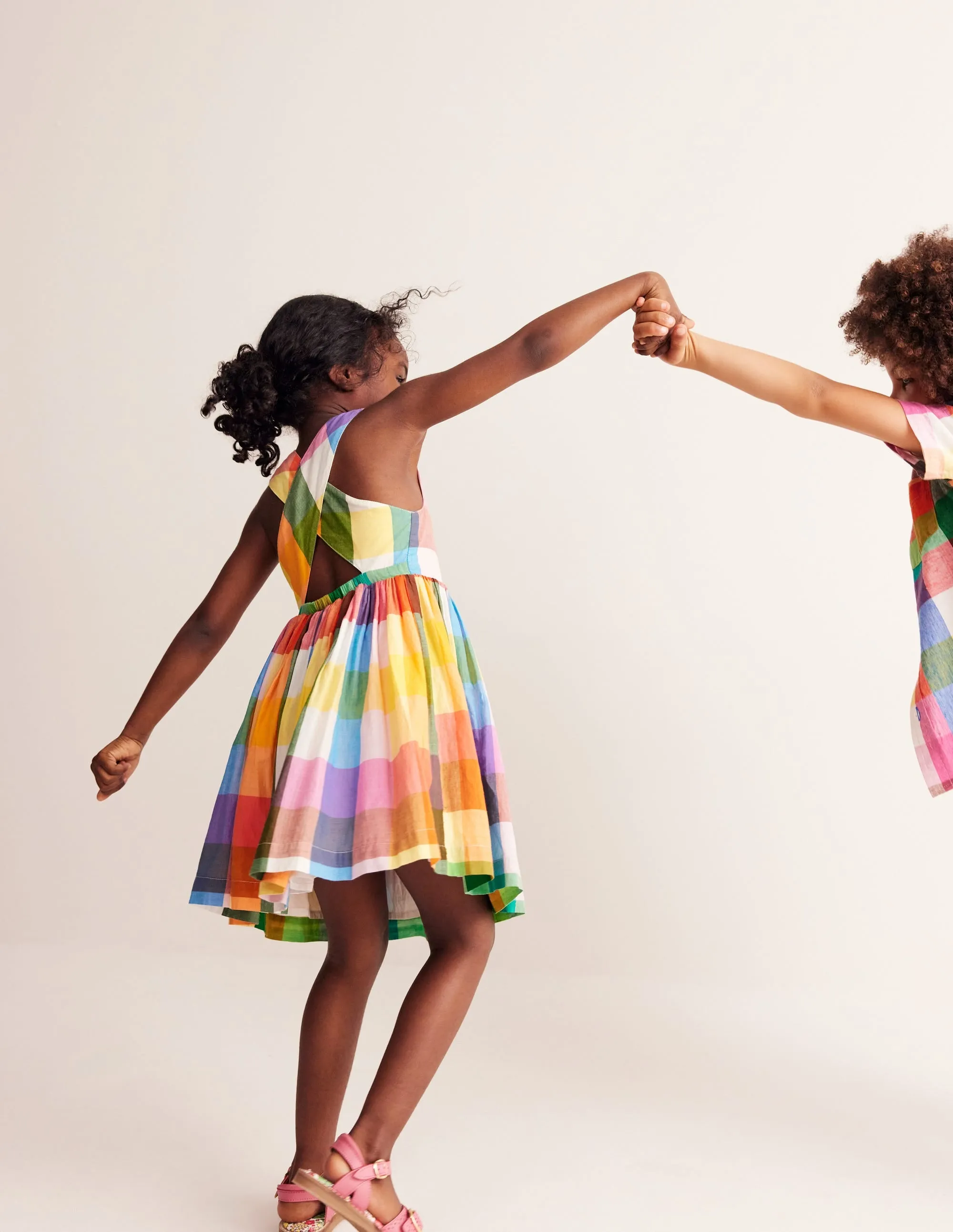 Cross-Back Dress-Bright Neon Multi Gingham