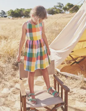 Cross-Back Dress-Bright Neon Multi Gingham