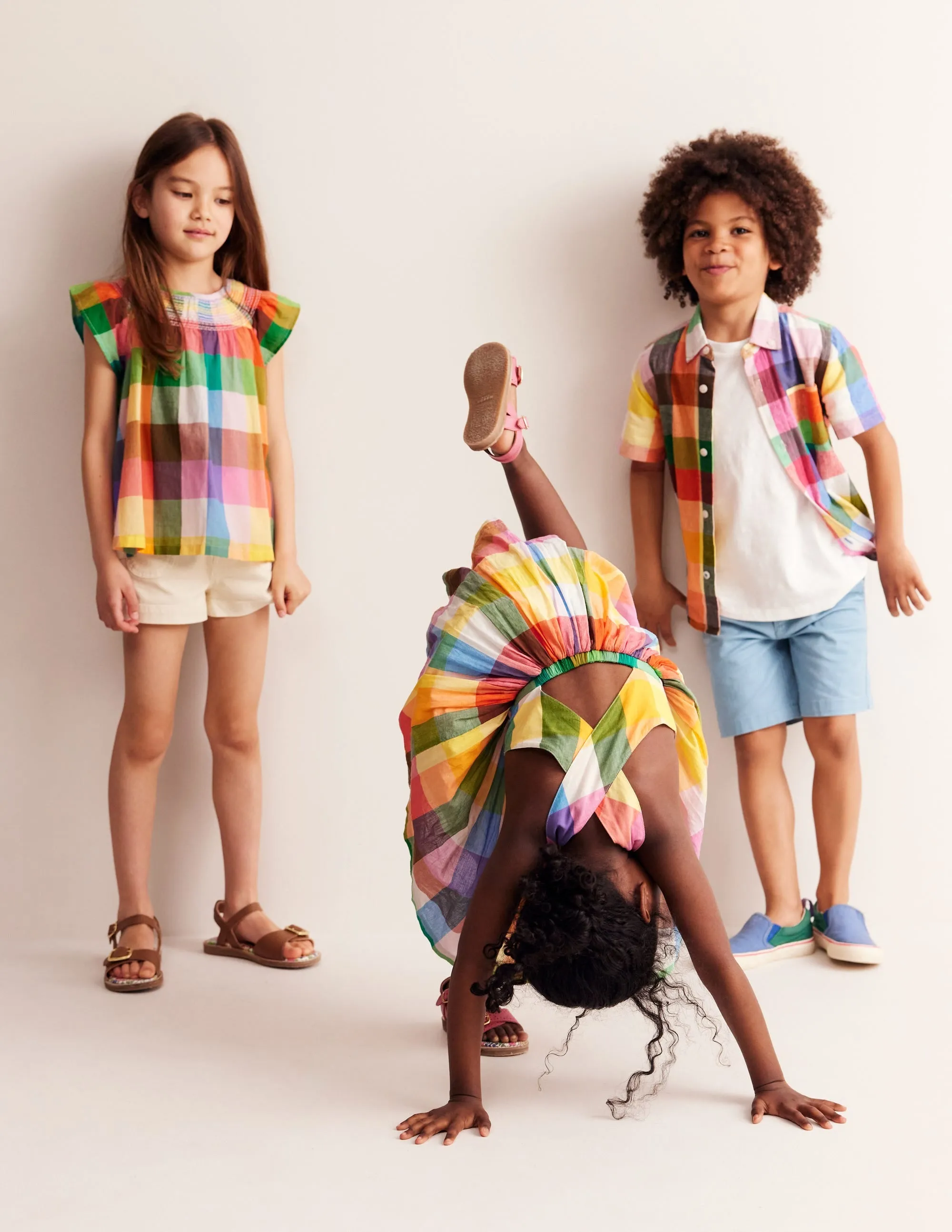 Cross-Back Dress-Bright Neon Multi Gingham