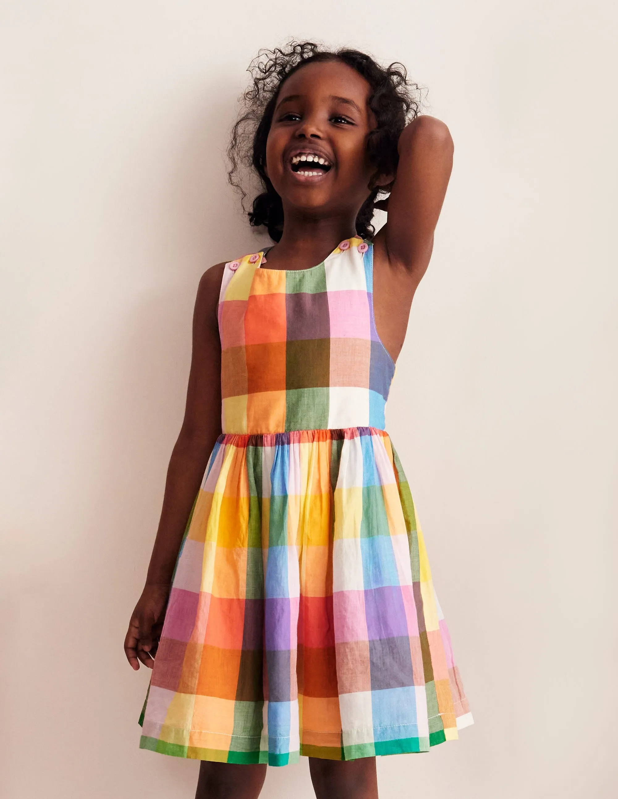 Cross-Back Dress-Bright Neon Multi Gingham