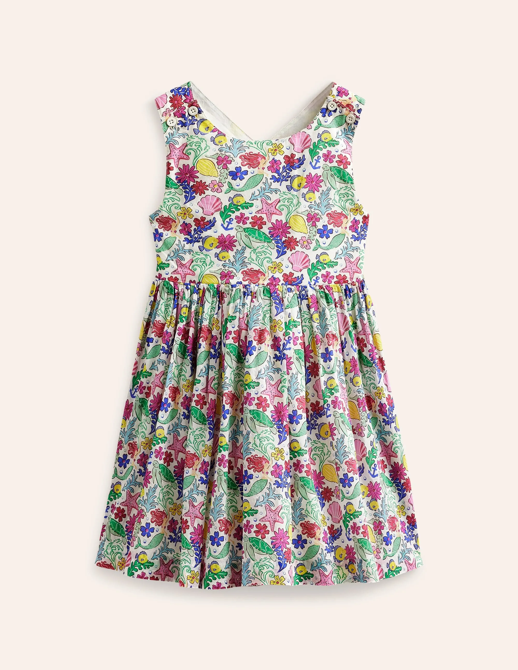 Cross-Back Dress-Multi Mermaid Ditsy