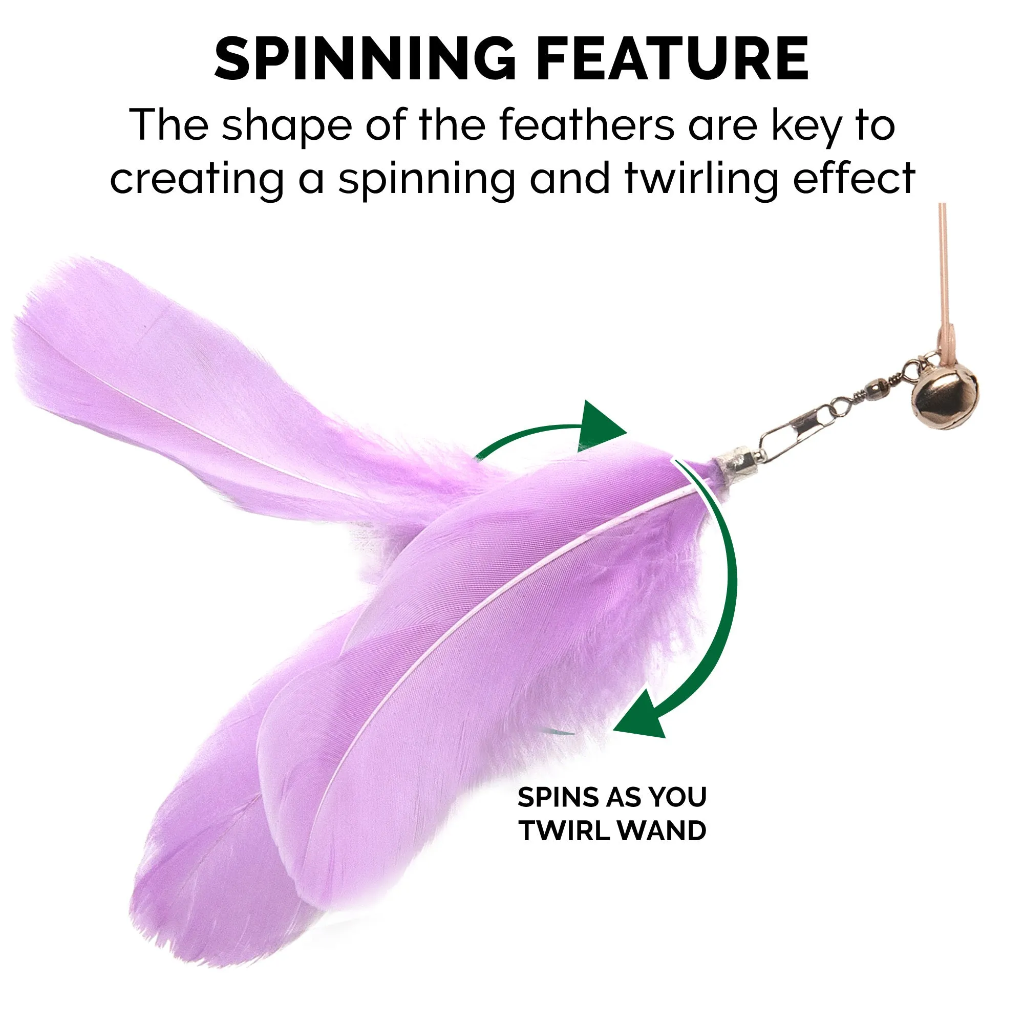 Dizzy Kitty Feather Cat Wand Toy (2 pack)