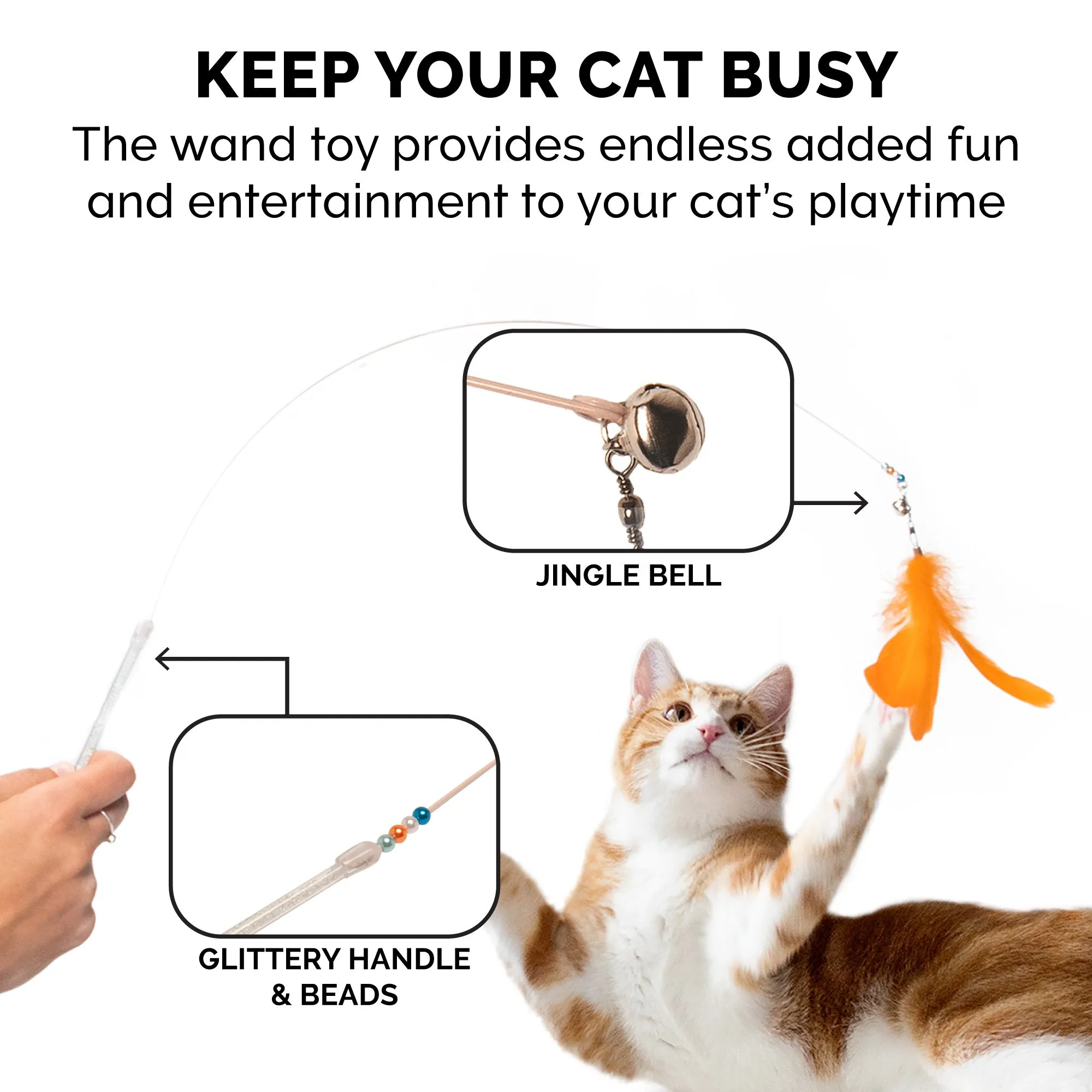 Dizzy Kitty Feather Cat Wand Toy (2 pack)