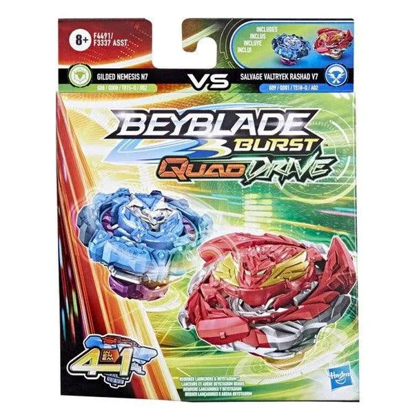 HASBRO Gilded Nemesis N7 & Red Salvage Valtryek Rashad V7 Beyblade Burst DB QuadDrive Dual Pack F4491