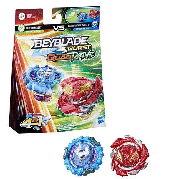HASBRO Gilded Nemesis N7 & Red Salvage Valtryek Rashad V7 Beyblade Burst DB QuadDrive Dual Pack F4491