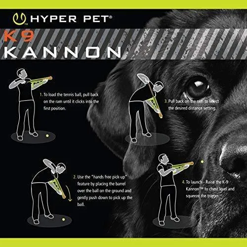 Hyper Pet K9 Kannon K2 Ball Launcher Interactive Dog Toys (Load and Launch Tennis Balls for Dogs To Fetch) [Best Dog Toys for Small and Large Dogs - Available in 2 Sizes]
