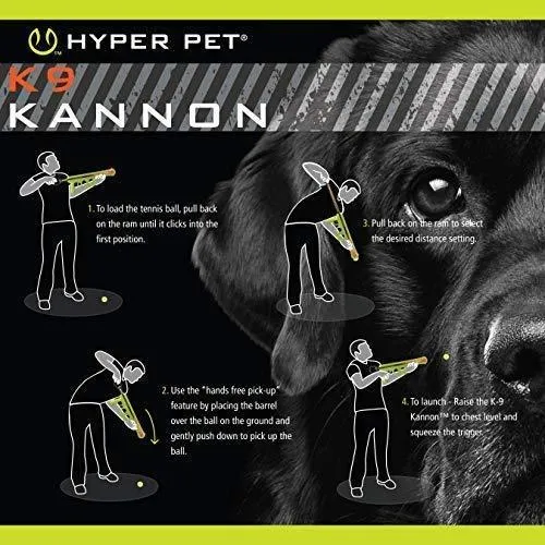 Hyper Pet K9 Kannon K2 Ball Launcher Interactive Dog Toys (Load and Launch Tennis Balls for Dogs To Fetch) [Best Dog Toys for Small and Large Dogs - Available in 2 Sizes]