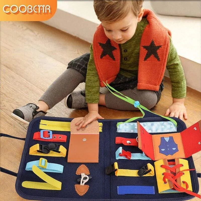 Kids Busy Board Buckle Montessori Toys Baby Learns Life Skills With Zipper Buttons Training Tool Childs Sensory Educational Game