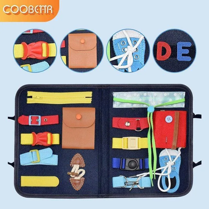 Kids Busy Board Buckle Montessori Toys Baby Learns Life Skills With Zipper Buttons Training Tool Childs Sensory Educational Game