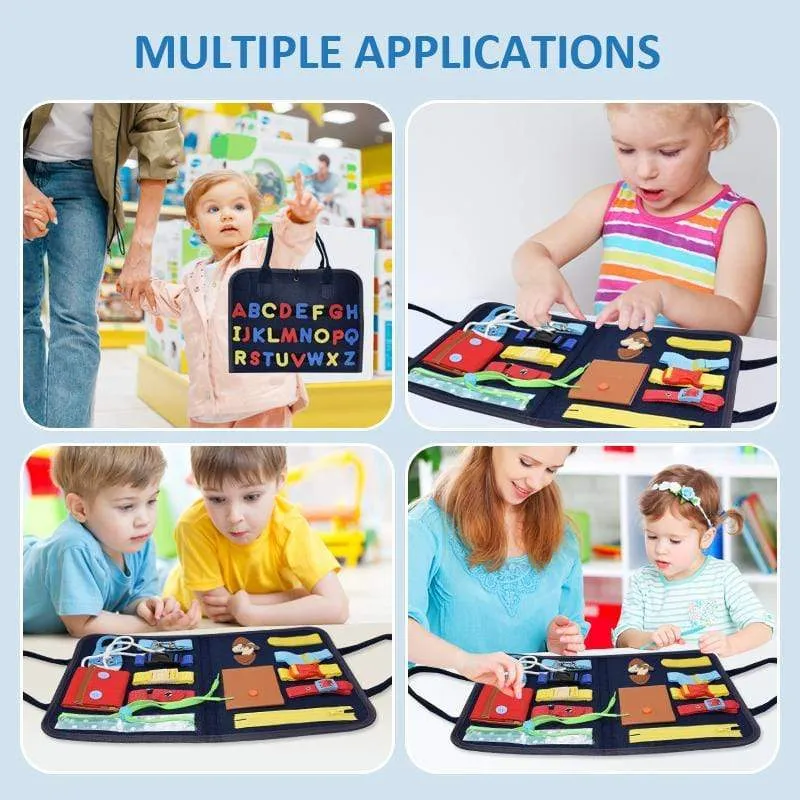 Kids Busy Board Buckle Montessori Toys Baby Learns Life Skills With Zipper Buttons Training Tool Childs Sensory Educational Game
