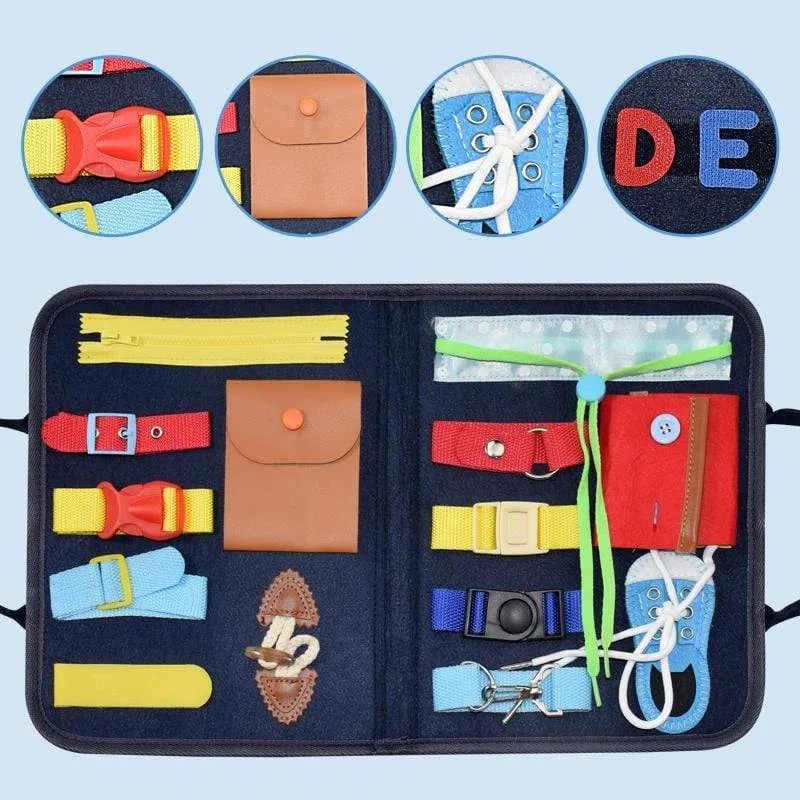 Kids Busy Board Buckle Montessori Toys Baby Learns Life Skills With Zipper Buttons Training Tool Childs Sensory Educational Game