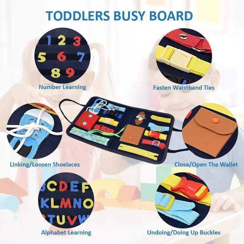 Kids Busy Board Buckle Montessori Toys Baby Learns Life Skills With Zipper Buttons Training Tool Childs Sensory Educational Game