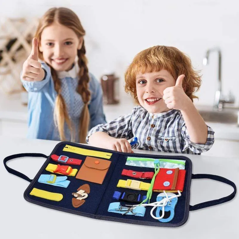 Kids Busy Board Buckle Montessori Toys Baby Learns Life Skills With Zipper Buttons Training Tool Childs Sensory Educational Game