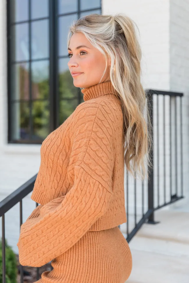 Know The Ropes Camel Cable Knit Sweater Skirt Set FINAL SALE