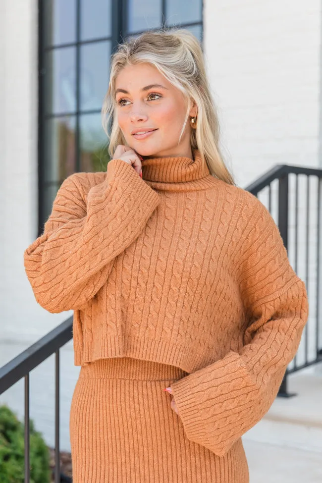 Know The Ropes Camel Cable Knit Sweater Skirt Set FINAL SALE