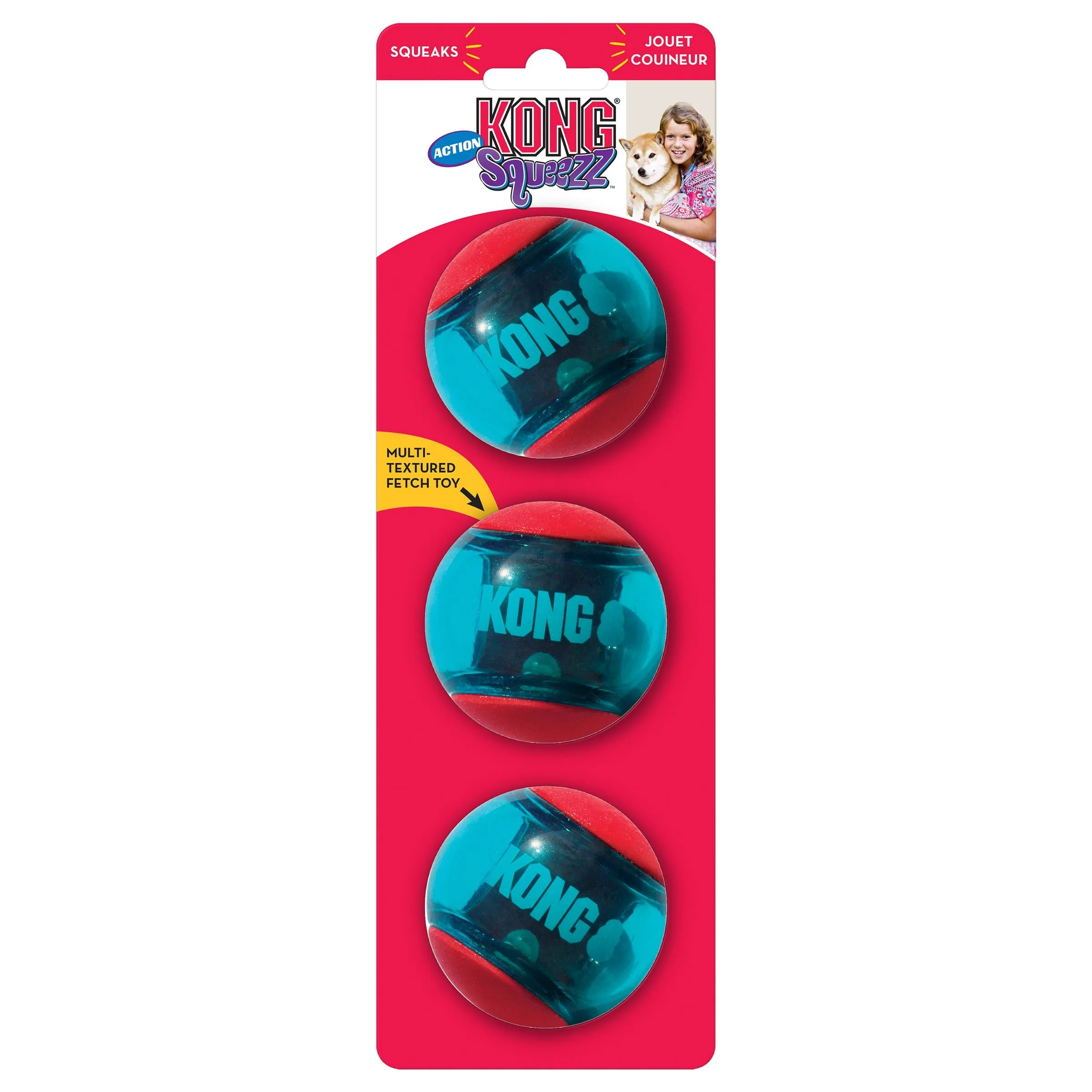 KONG Squeezz Action Red Medium Dog Toy^^^