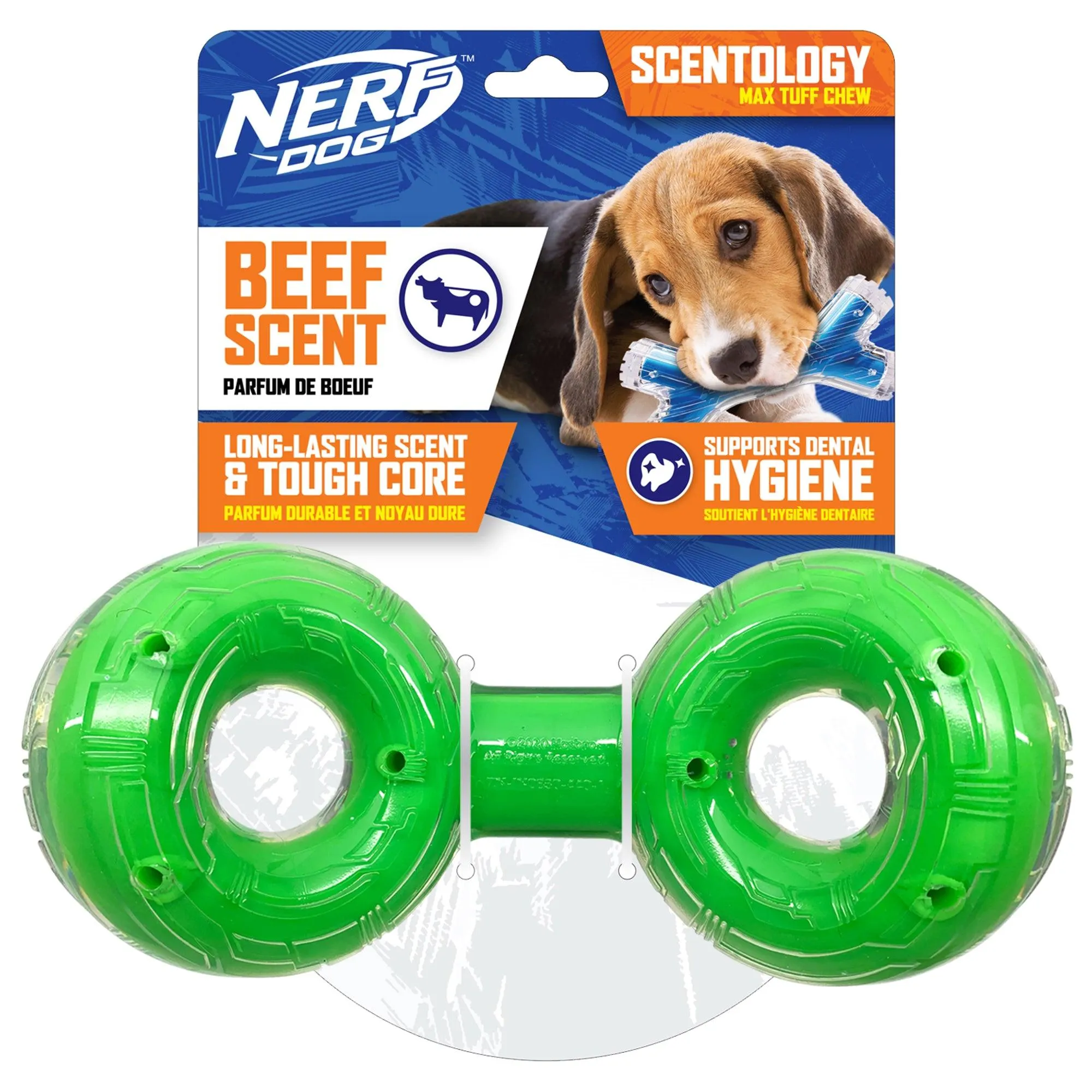 Nerf Scentology Dog Toy Beef Scented Green Infinity Ring