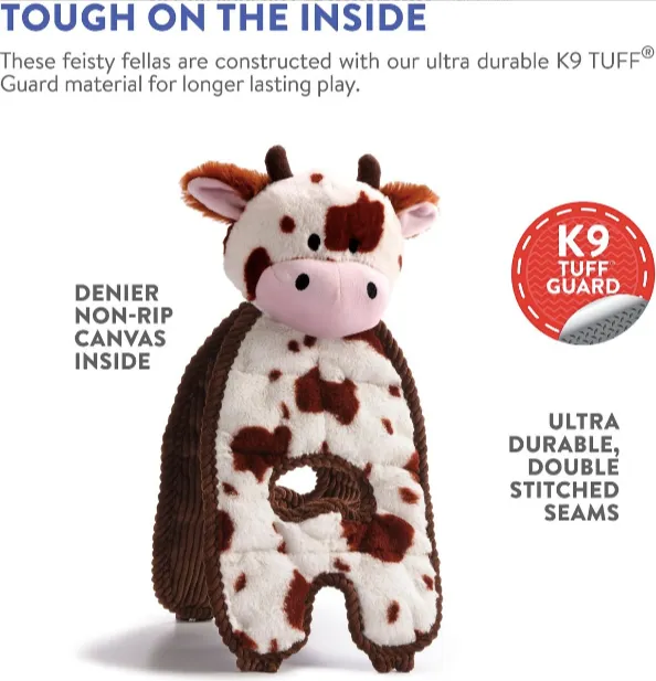 Outward Hound Cuddle Tugs Cow Squeaky Plush Dog Toy