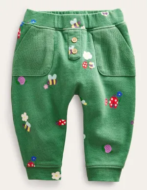 Printed Jersey Bottoms-Deep Grass Green Bugs