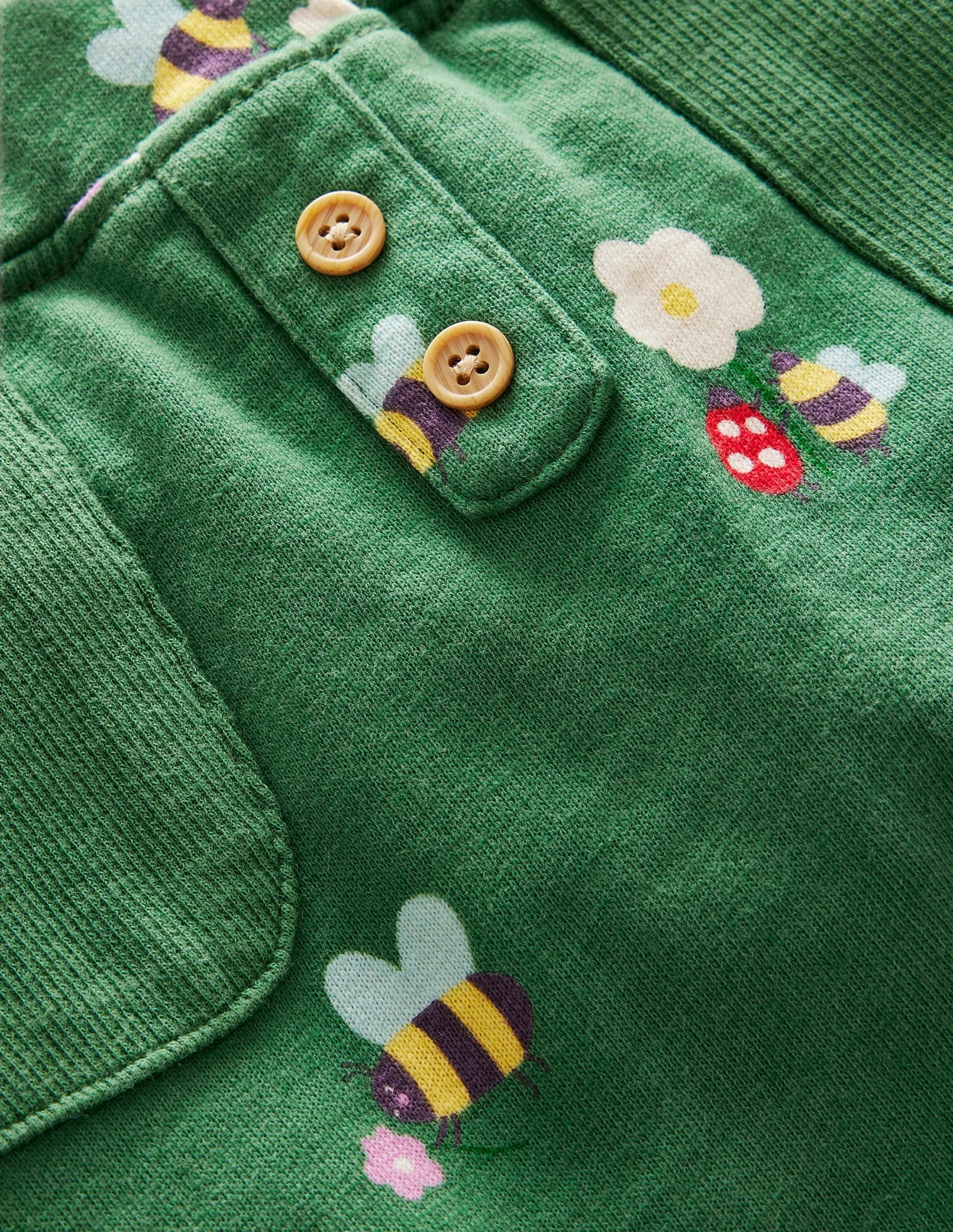 Printed Jersey Bottoms-Deep Grass Green Bugs