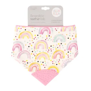 Reversible Teether Bandana Bib - Watercolour Rainbow