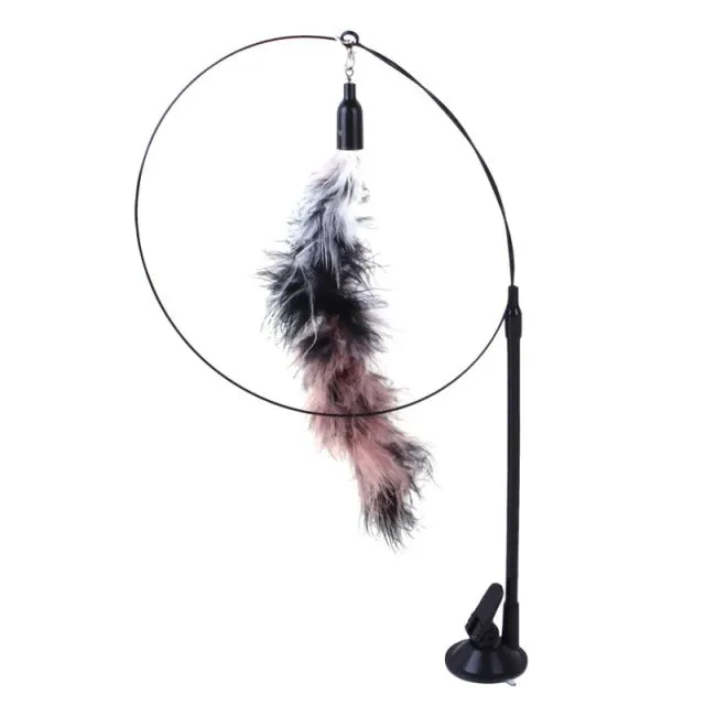 Simulation Feather Bird with Bell Interactive Stick Toy