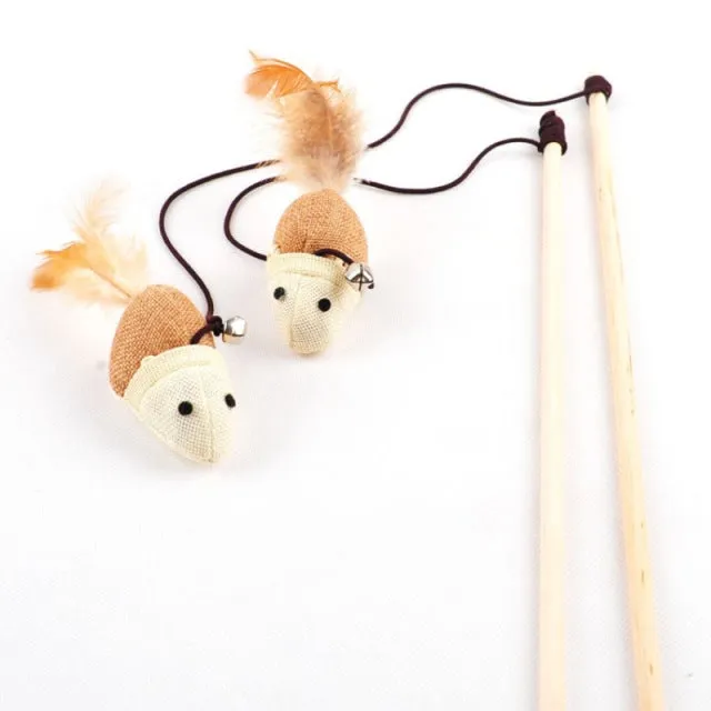 Simulation Feather Bird with Bell Interactive Stick Toy